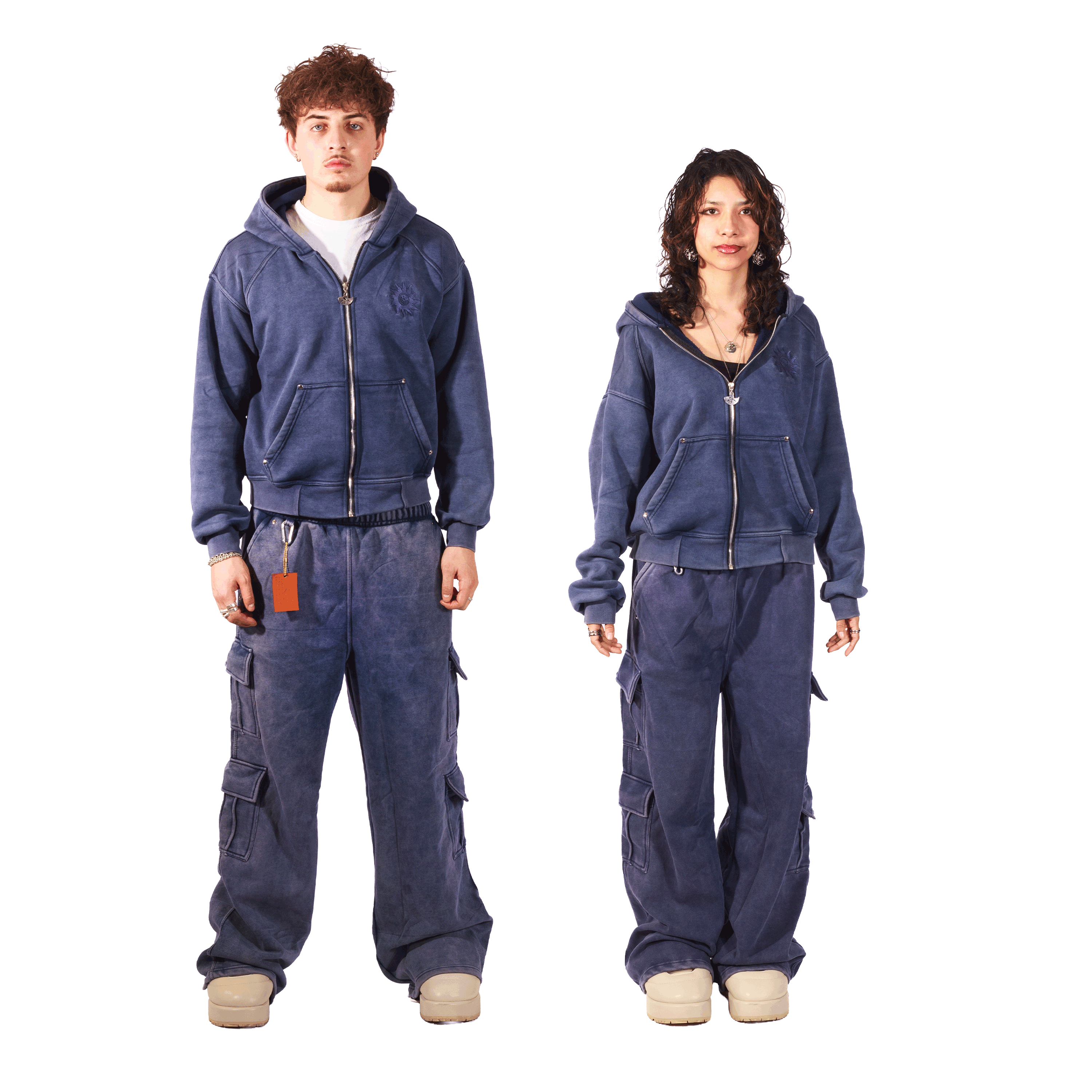 NAVY BLUE WASH ZIP-UP